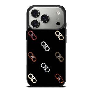 Ferragamo ブラック iPhoneケース　iPhone13Pro SALVATORE FERRAGAMO LOGO PATTERN iPhone 17 Pro Max Case